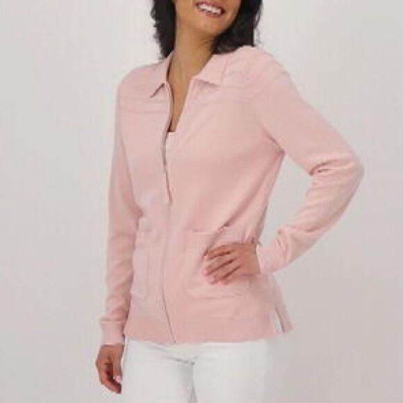 Isaac Mizrahi Live! Zip Front Collared Sweater Cardigan - Picture 1 of 7